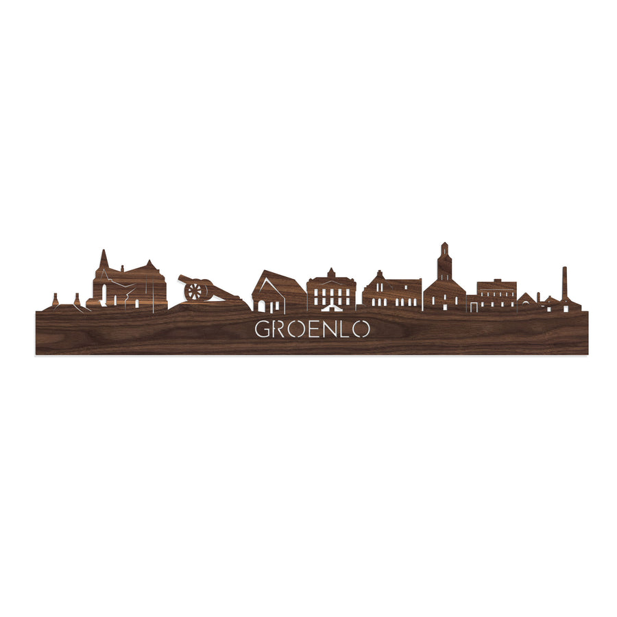 Skyline Groenlo Noten houten cadeau decoratie relatiegeschenk van WoodWideCities