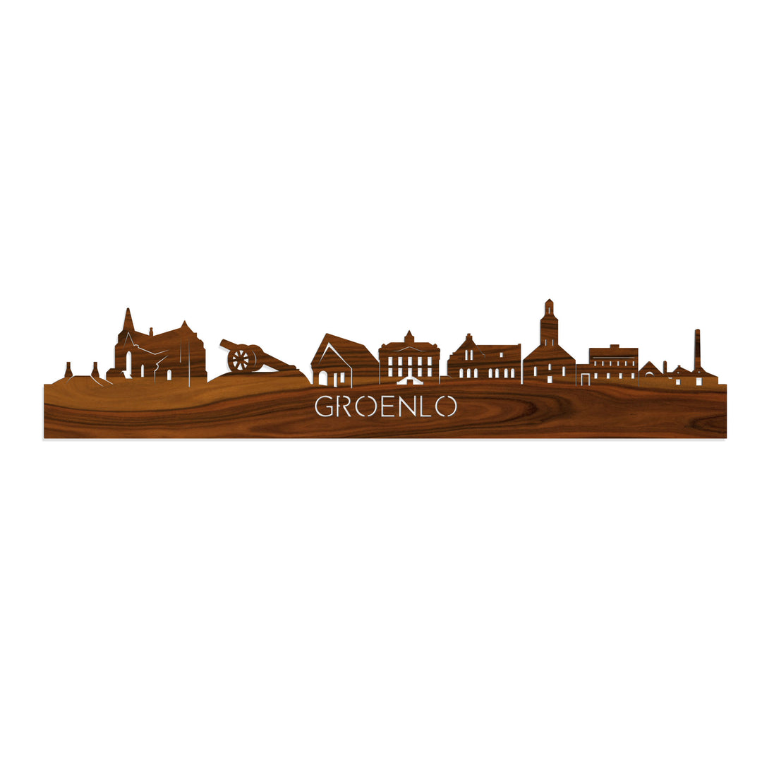 Skyline Groenlo Palissander houten cadeau decoratie relatiegeschenk van WoodWideCities