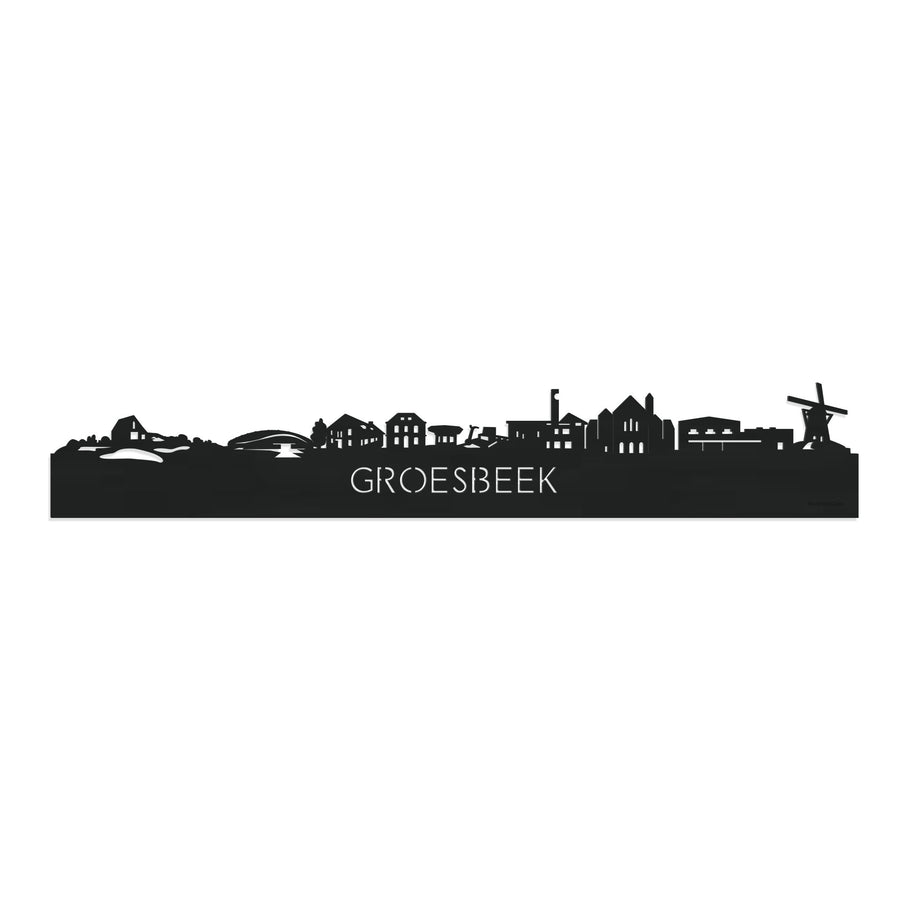 Skyline Groesbeek Zwart houten cadeau decoratie relatiegeschenk van WoodWideCities