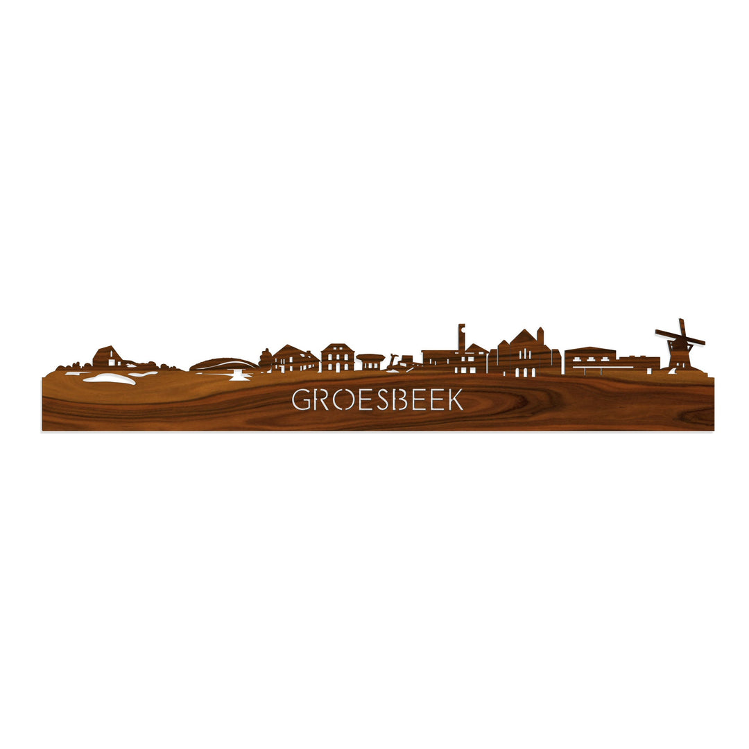 Skyline Groesbeek Palissander houten cadeau decoratie relatiegeschenk van WoodWideCities