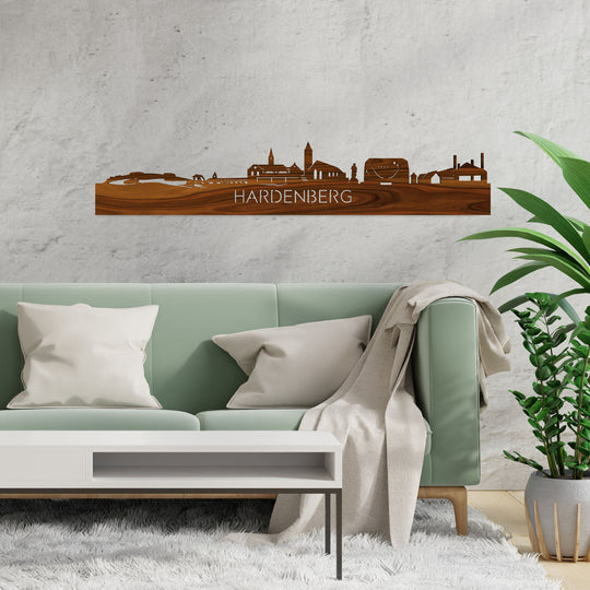 Skyline Hardenberg Palissander houten cadeau decoratie relatiegeschenk van WoodWideCities