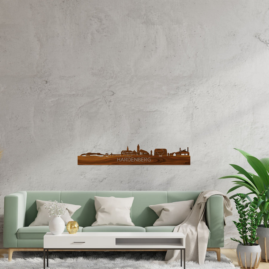 Skyline Hardenberg Palissander houten cadeau decoratie relatiegeschenk van WoodWideCities