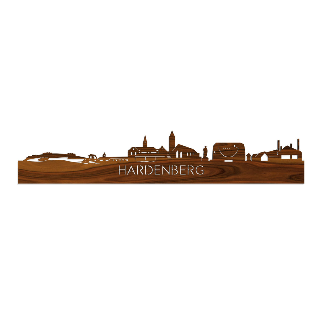 Skyline Hardenberg Palissander houten cadeau decoratie relatiegeschenk van WoodWideCities