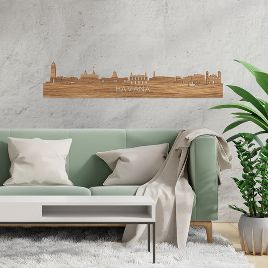 Skyline Havana Eiken houten cadeau decoratie relatiegeschenk van WoodWideCities