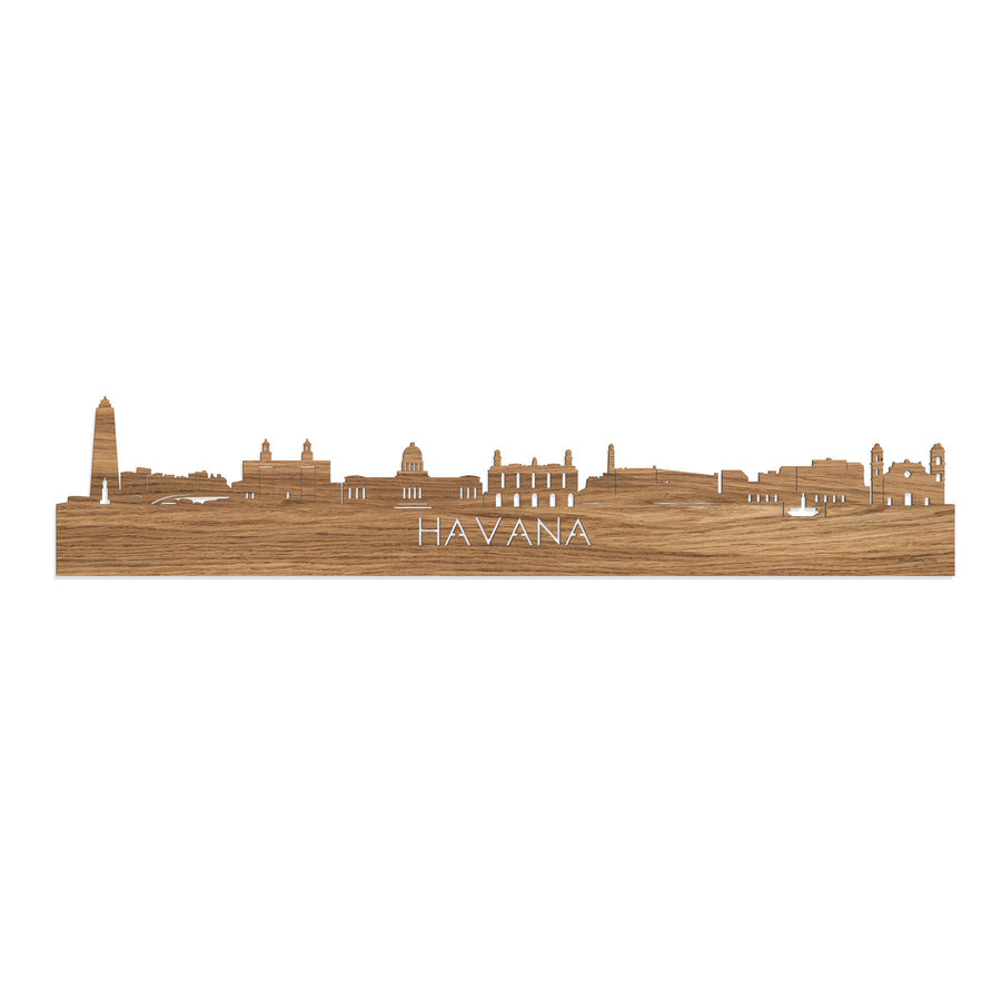 Skyline Havana Eiken houten cadeau decoratie relatiegeschenk van WoodWideCities
