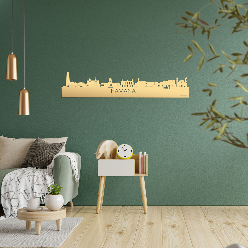 Skyline Havana Metallic Goud gerecycled kunststof cadeau decoratie relatiegeschenk van WoodWideCities