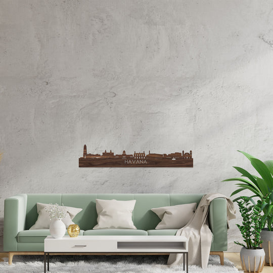 Skyline Havana Noten houten cadeau decoratie relatiegeschenk van WoodWideCities
