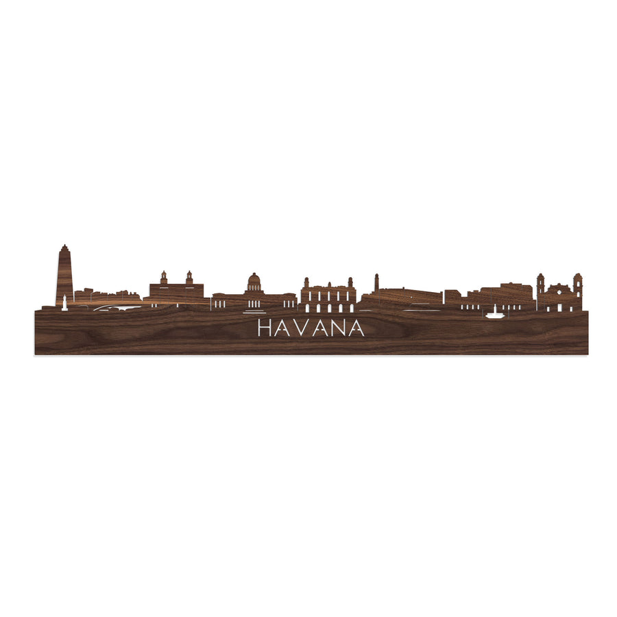 Skyline Havana Noten houten cadeau decoratie relatiegeschenk van WoodWideCities