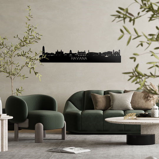 Skyline Havana Zwart glanzend gerecycled kunststof cadeau decoratie relatiegeschenk van WoodWideCities