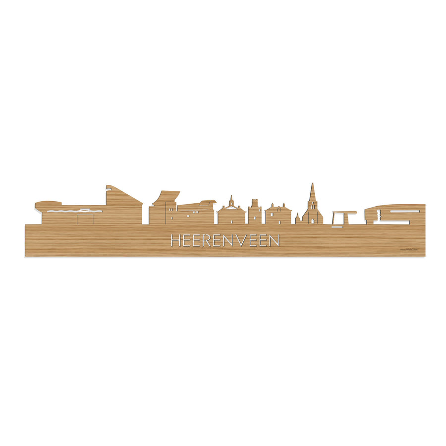 Skyline Heerenveen  Bamboe houten cadeau decoratie relatiegeschenk van WoodWideCities