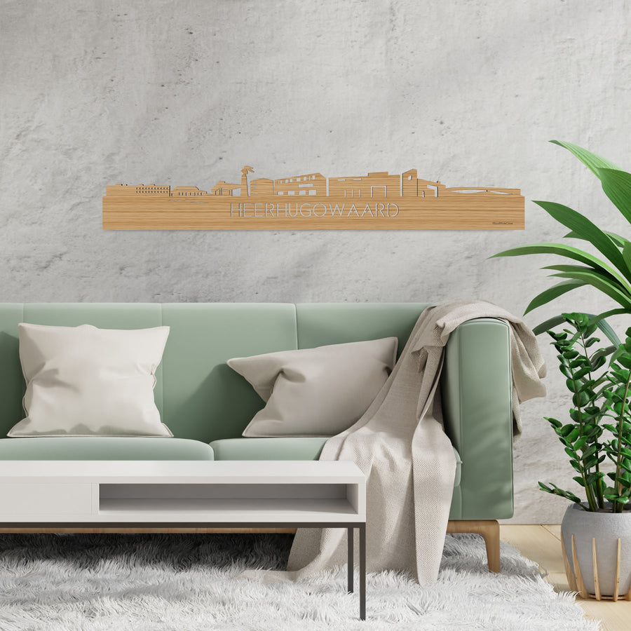 Skyline Heerhugowaard Bamboe houten cadeau decoratie relatiegeschenk van WoodWideCities
