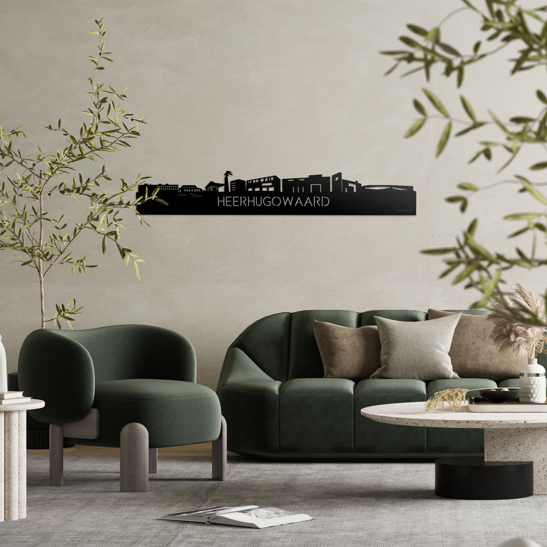 Skyline Heerhugowaard Zwart glanzend gerecycled kunststof cadeau decoratie relatiegeschenk van WoodWideCities