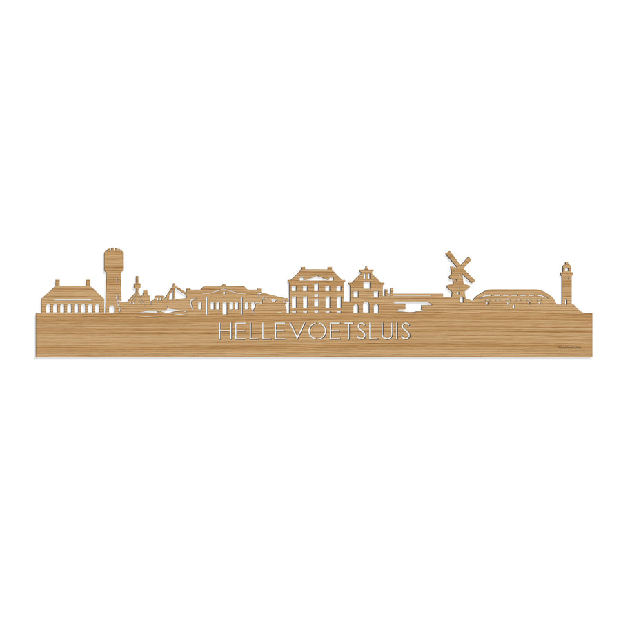 Skyline Hellevoetsluis Bamboe houten cadeau decoratie relatiegeschenk van WoodWideCities