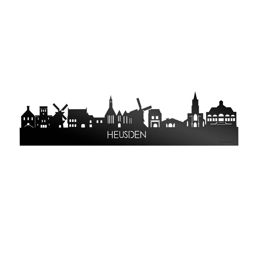Skyline Heusden Zwart glanzend gerecycled kunststof cadeau decoratie relatiegeschenk van WoodWideCities