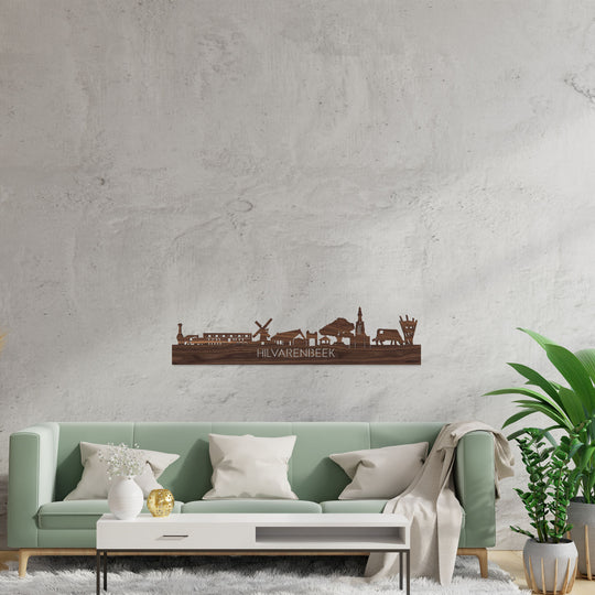 Skyline Hilvarenbeek Noten houten cadeau decoratie relatiegeschenk van WoodWideCities
