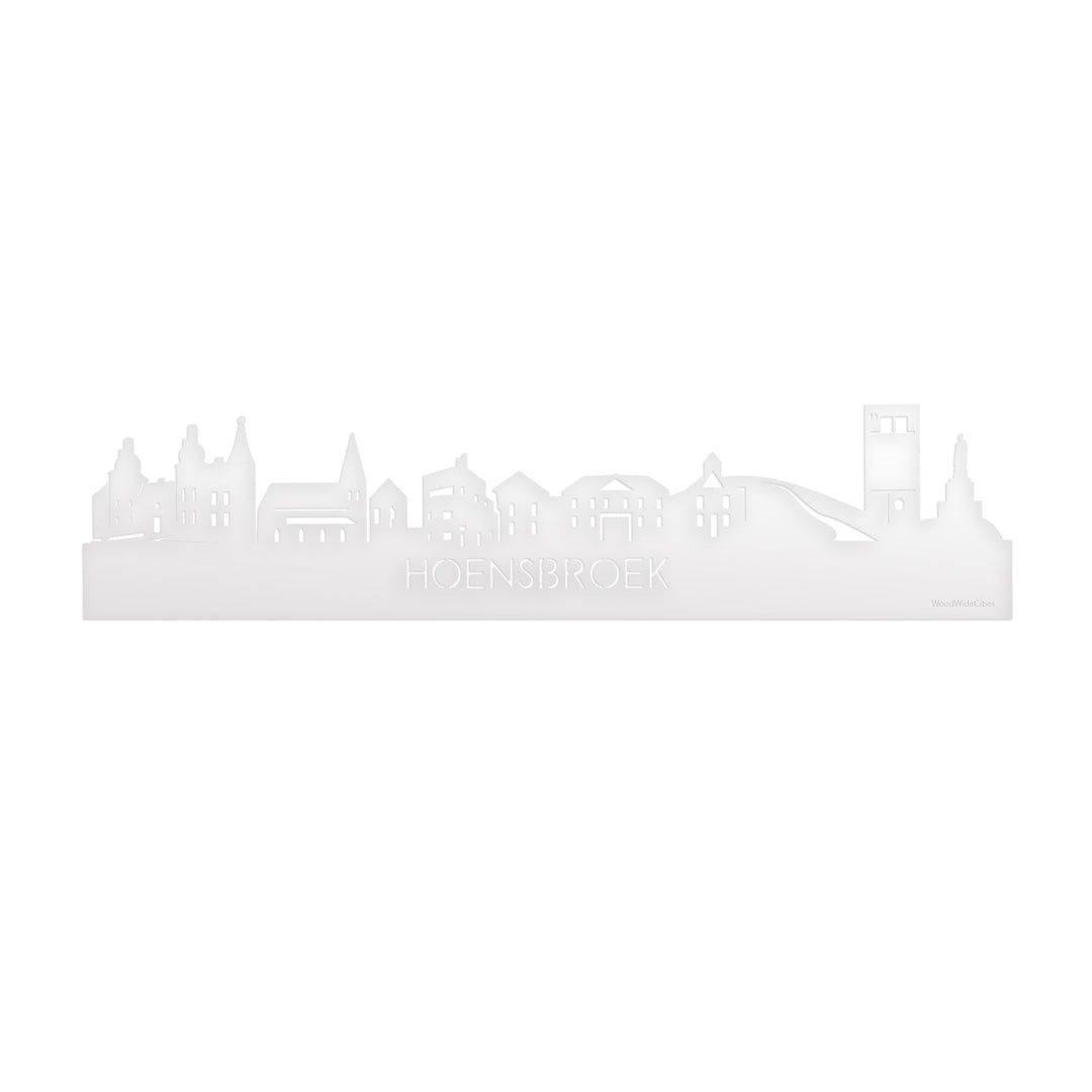 Skyline Hoensbroek Wit glanzend gerecycled kunststof cadeau decoratie relatiegeschenk van WoodWideCities