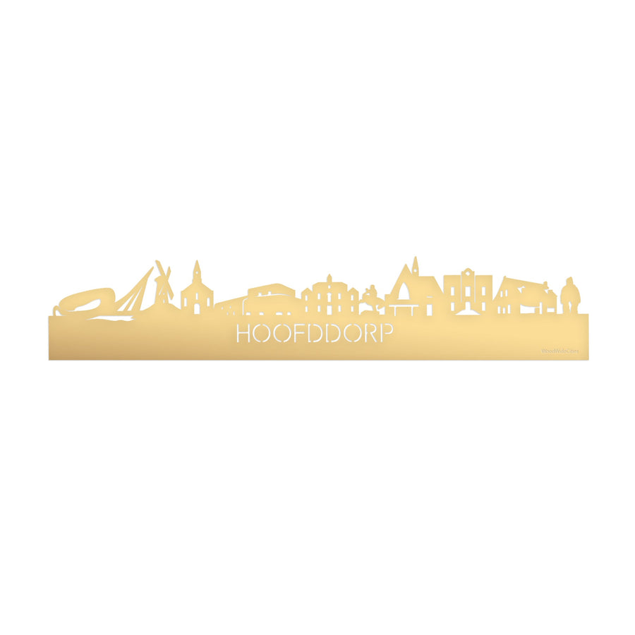 Skyline Hoofddorp Metallic Goud gerecycled kunststof cadeau decoratie relatiegeschenk van WoodWideCities