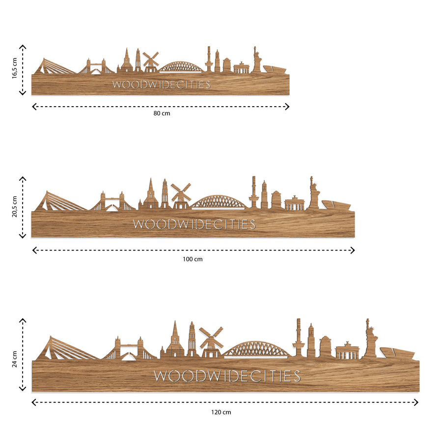 Skyline Hoogeveen  Eiken houten cadeau decoratie relatiegeschenk van WoodWideCities