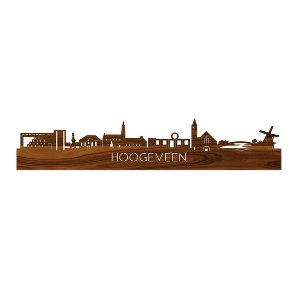 Skyline Hoogeveen  Palissander houten cadeau decoratie relatiegeschenk van WoodWideCities