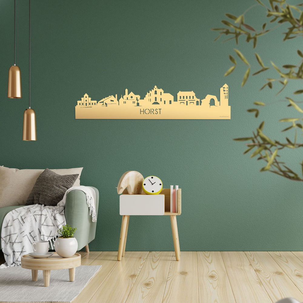 Skyline Horst Metallic Goud gerecycled kunststof cadeau decoratie relatiegeschenk van WoodWideCities