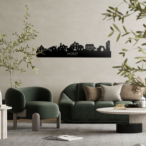 Skyline Horst Zwart glanzend gerecycled kunststof cadeau decoratie relatiegeschenk van WoodWideCities