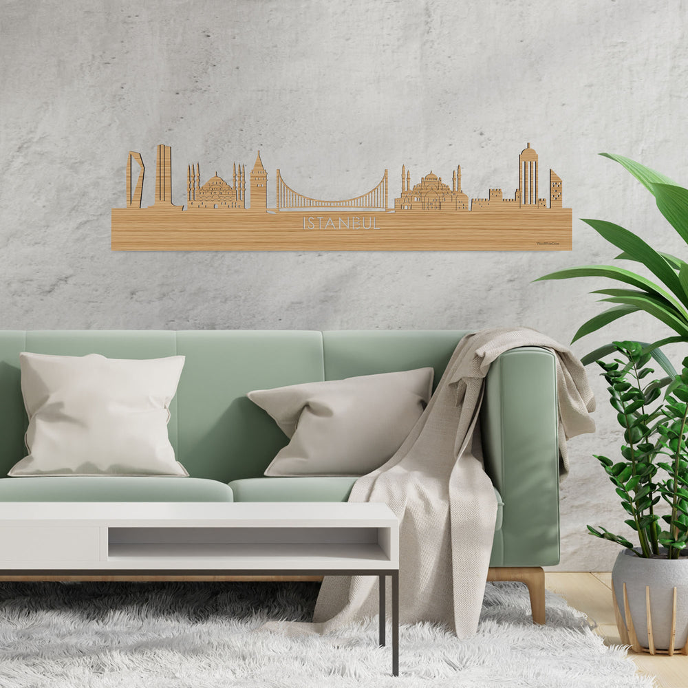 Skyline Istanbul Bamboe houten cadeau decoratie relatiegeschenk van WoodWideCities
