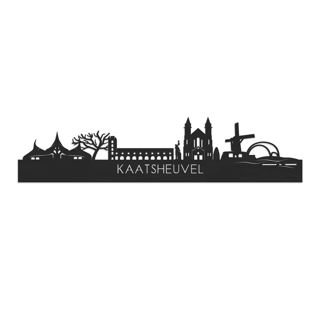 Skyline Kaatsheuvel Zwart houten cadeau decoratie relatiegeschenk van WoodWideCities