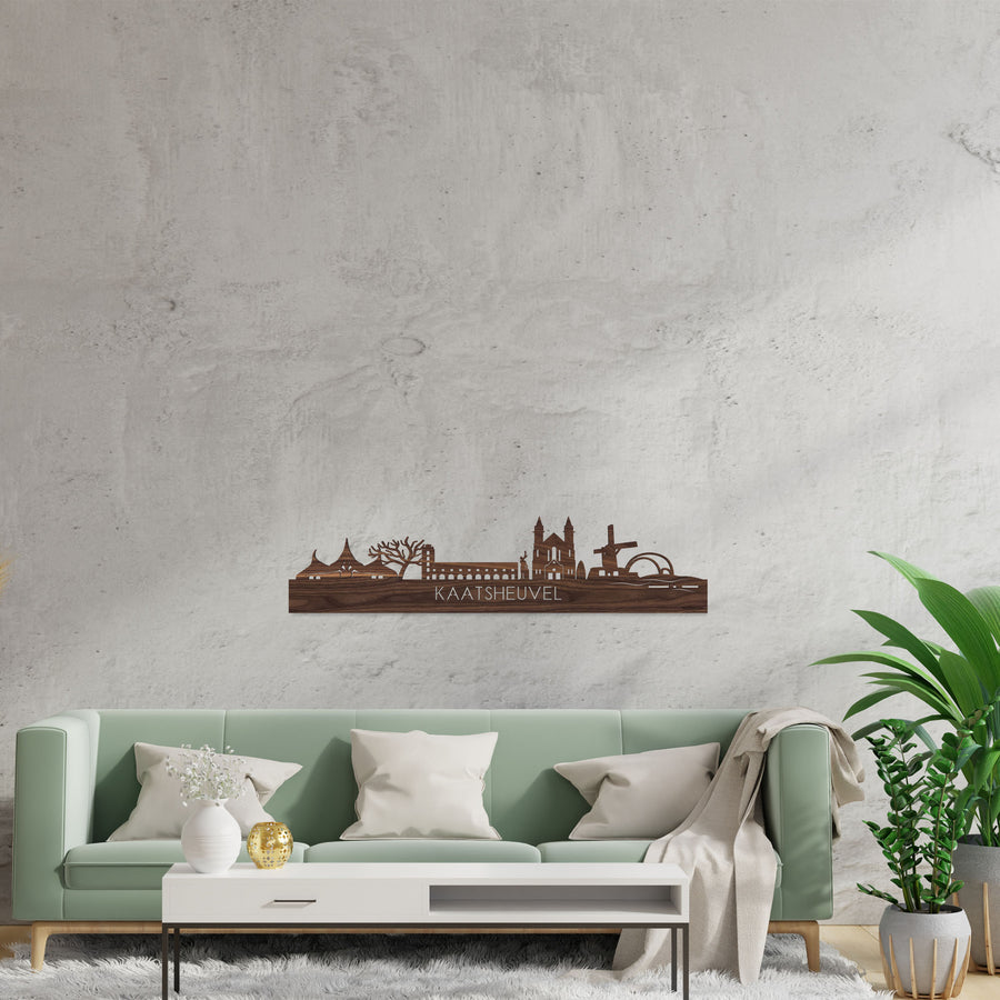 Skyline Kaatsheuvel Noten houten cadeau decoratie relatiegeschenk van WoodWideCities
