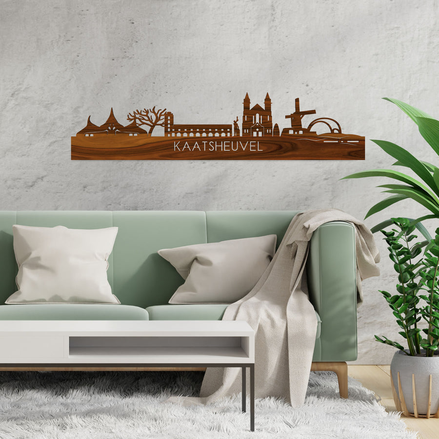 Skyline Kaatsheuvel Palissander houten cadeau decoratie relatiegeschenk van WoodWideCities