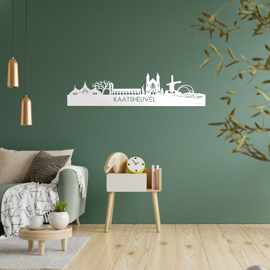 Skyline Kaatsheuvel Wit glanzend gerecycled kunststof cadeau decoratie relatiegeschenk van WoodWideCities