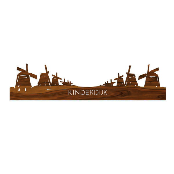 Skyline Kinderdijk Palissander houten cadeau decoratie relatiegeschenk van WoodWideCities