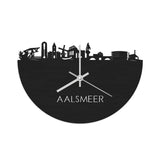 Skyline Klok Aalsmeer Black Zwart houten cadeau wanddecoratie relatiegeschenk van WoodWideCities