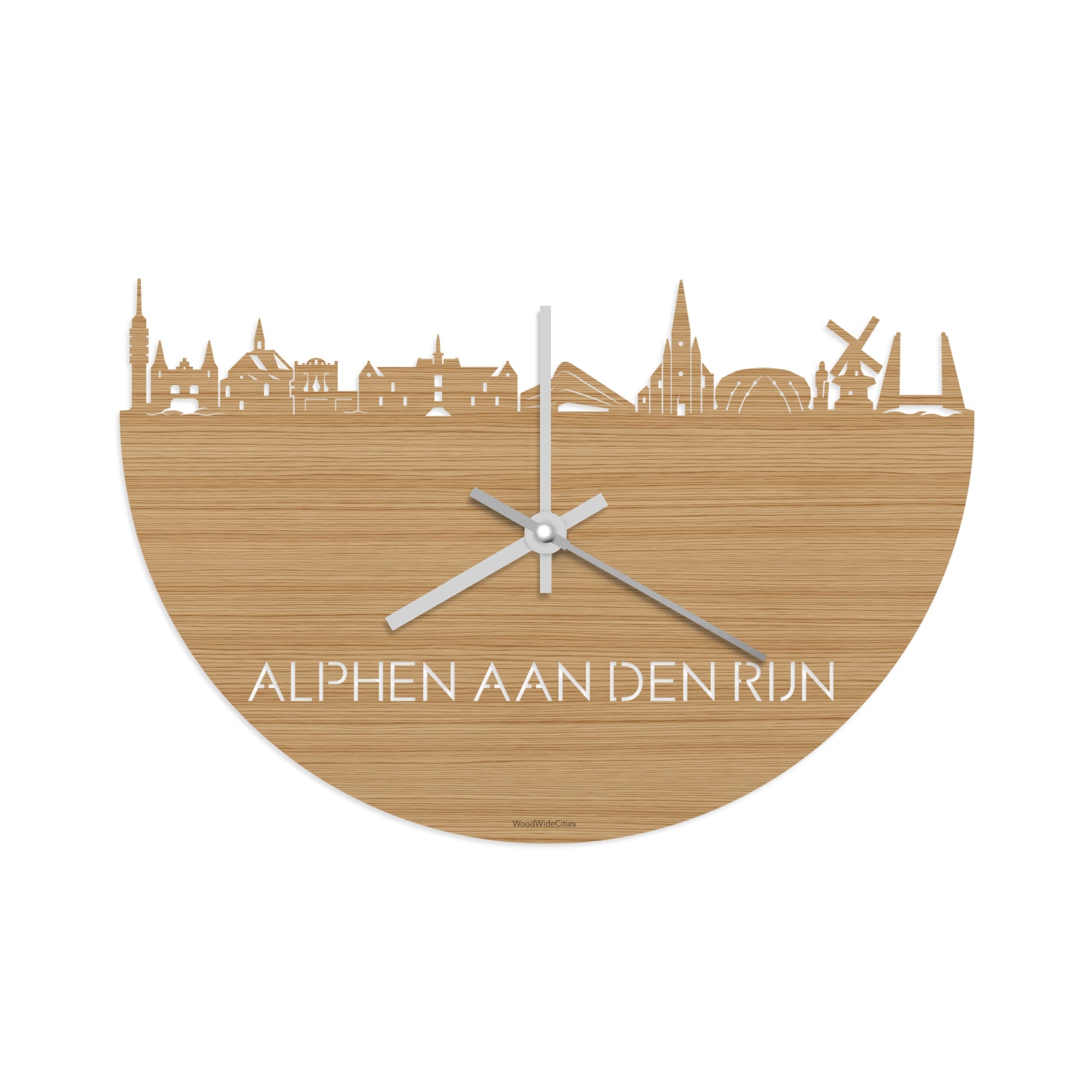 Skyline Klok Alphen aan den Rijn Bamboe houten cadeau wanddecoratie relatiegeschenk van WoodWideCities