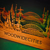 Skyline Klok Alphen aan den Rijn Noten houten cadeau wanddecoratie relatiegeschenk van WoodWideCities