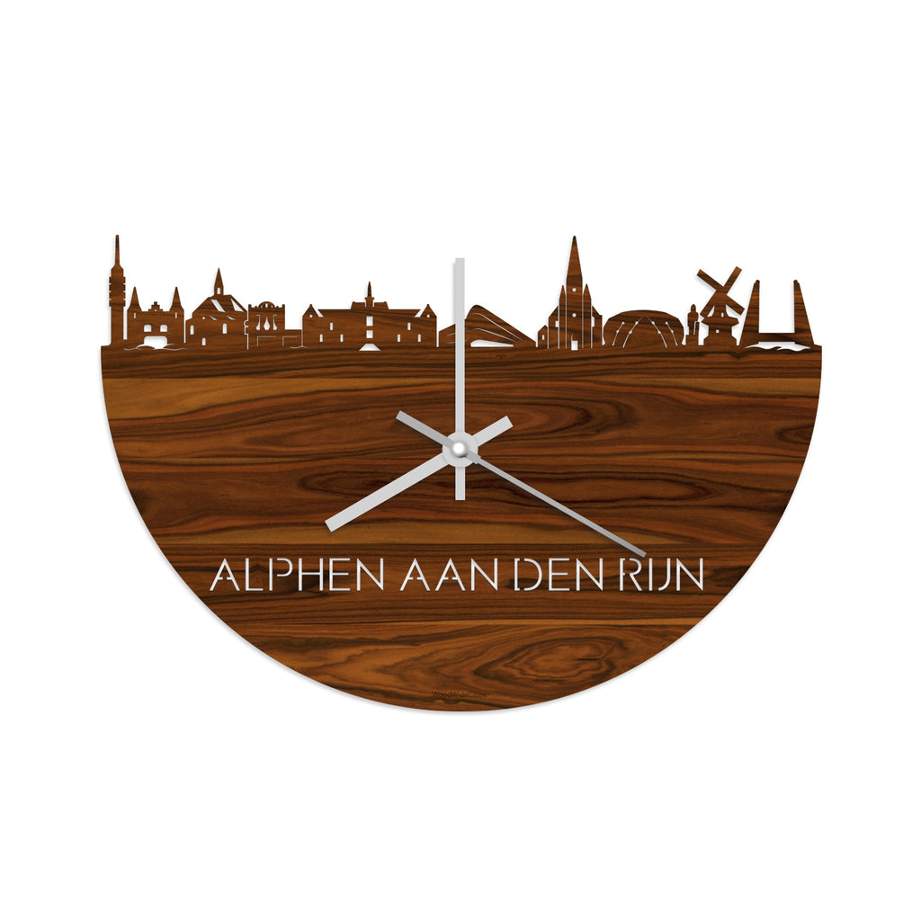 Skyline Klok Alphen aan den Rijn Palissander houten cadeau wanddecoratie relatiegeschenk van WoodWideCities
