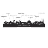Skyline Klok Amstelveen Black Zwart houten cadeau decoratie relatiegeschenk van WoodWideCities
