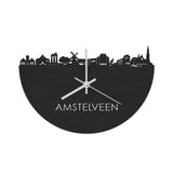 Skyline Klok Amstelveen Black Zwart houten cadeau decoratie relatiegeschenk van WoodWideCities
