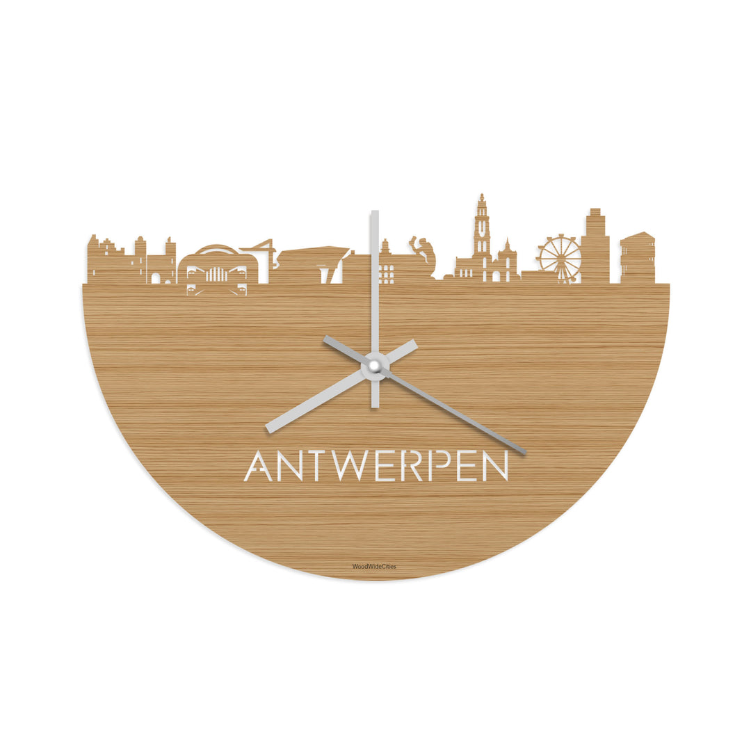 Skyline Klok Antwerpen Bamboe houten cadeau decoratie relatiegeschenk van WoodWideCities