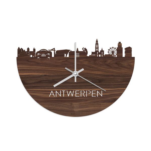 Skyline Klok Antwerpen Noten houten cadeau decoratie relatiegeschenk van WoodWideCities