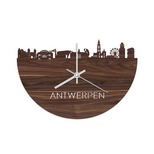Skyline Klok Antwerpen Noten houten cadeau decoratie relatiegeschenk van WoodWideCities