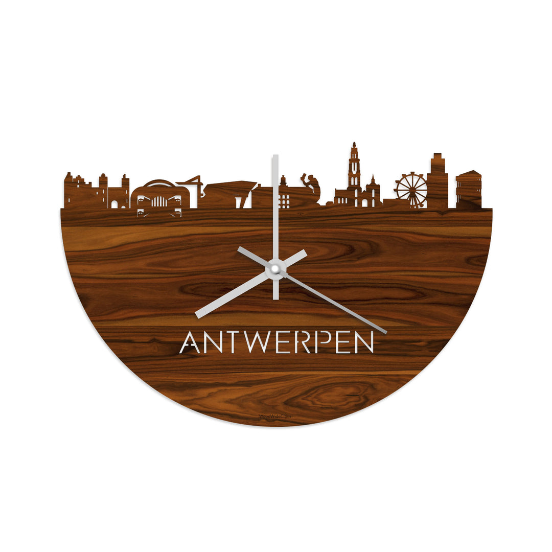 Skyline Klok Antwerpen Palissander houten cadeau decoratie relatiegeschenk van WoodWideCities