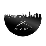 Skyline Klok Antwerpen Zwart glanzend gerecycled kunststof cadeau decoratie relatiegeschenk van WoodWideCities