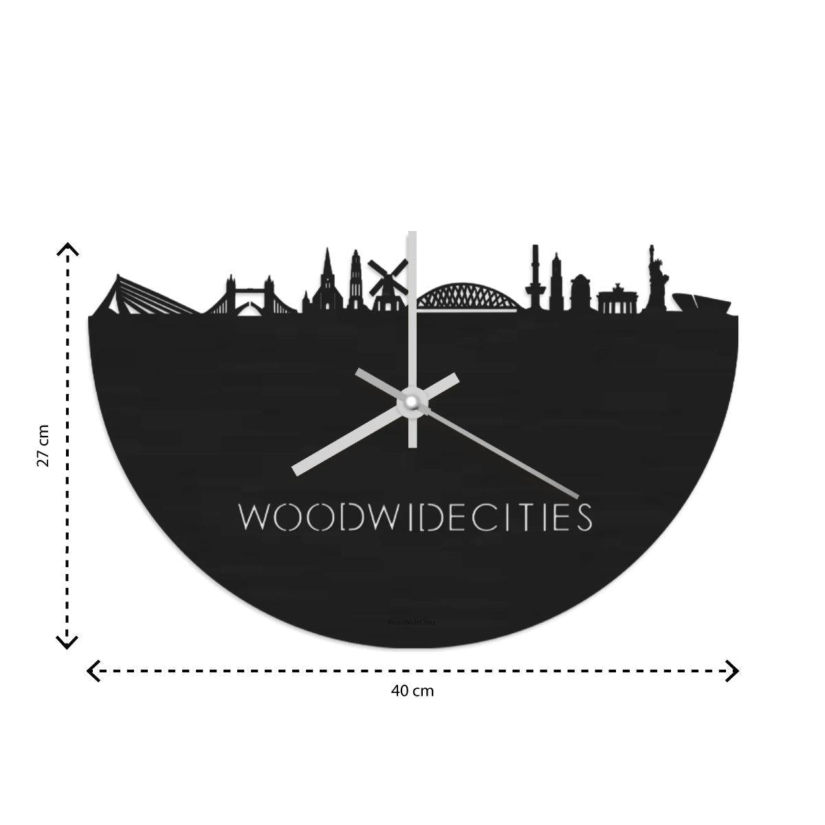 Skyline Klok Appingedam Black Zwart houten cadeau wanddecoratie relatiegeschenk van WoodWideCities