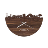 Skyline Klok Aruba Noten houten cadeau decoratie relatiegeschenk van WoodWideCities