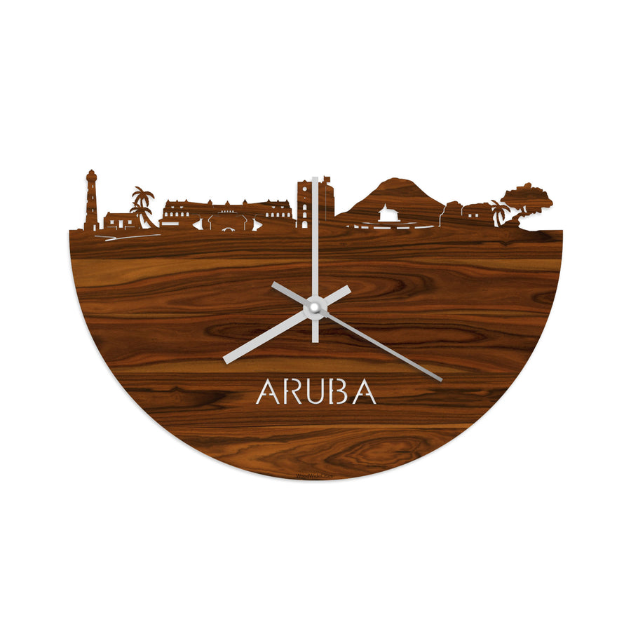 Skyline Klok Aruba Palissander houten cadeau decoratie relatiegeschenk van WoodWideCities