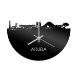 Skyline Klok Aruba Zwart glanzend gerecycled kunststof cadeau decoratie relatiegeschenk van WoodWideCities