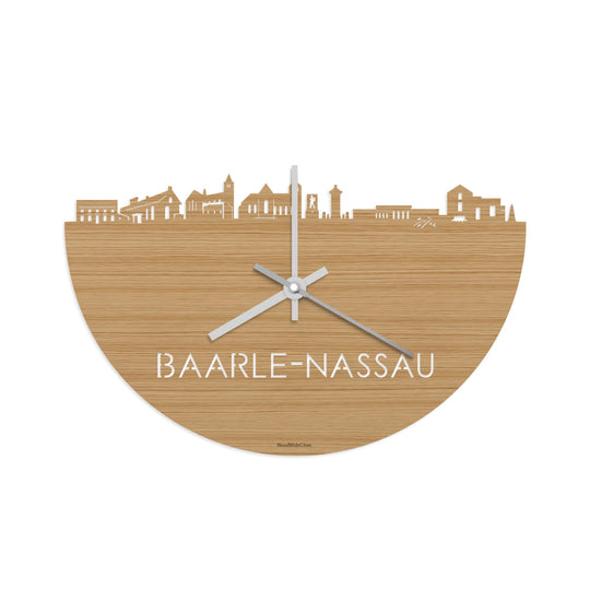 Skyline Klok Baarle-Nassau Bamboe houten cadeau decoratie relatiegeschenk van WoodWideCities
