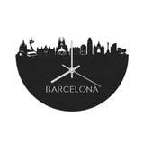 Skyline Klok Barcelona Black Zwart houten cadeau wanddecoratie relatiegeschenk van WoodWideCities