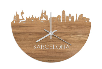 Skyline Clock Barcelona Oak