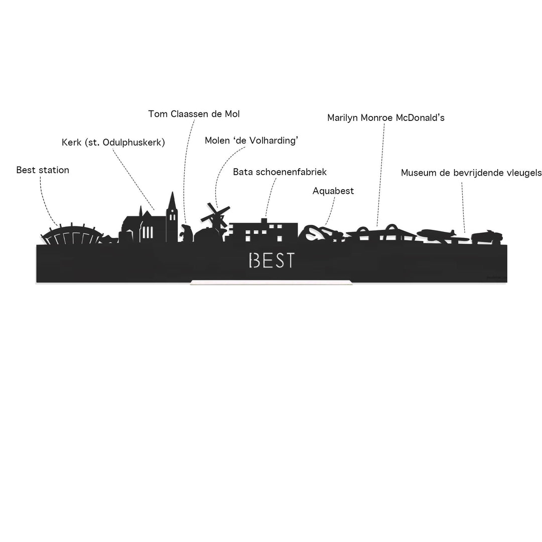 Skyline Klok Best Black Zwart houten cadeau decoratie relatiegeschenk van WoodWideCities